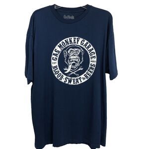 Gas Monkey Garage Mens XL Racing Blood Sweat & Beers Blue Graphic T-Shirt